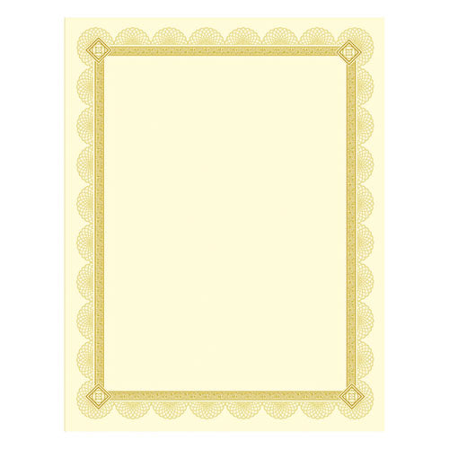 Image of Southworth® Premium Certificates, 8.5 X 11, Ivory/gold With Spiro Gold Foil Border,15/pack
