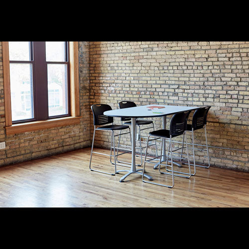 Image of Safco® Vy Sled Base Bistro Chair, Supports Up to 350 lb, 30.5" Seat Height, Black Seat, Black Back, Silver Base