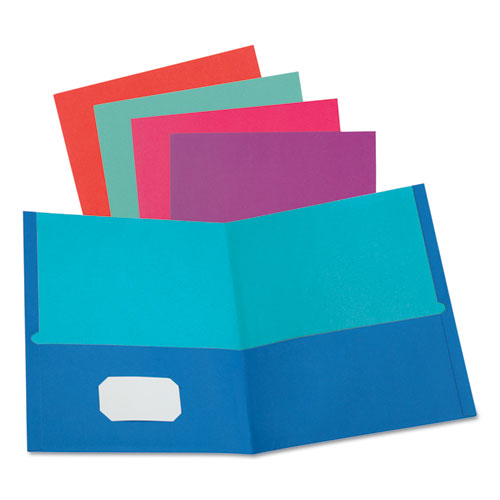 Image of Oxford Twisted Twin Textured Pocket Folders, 100-Sheet Capacity, 11 X 8.5, Assorted Solid Colors, 10/pack