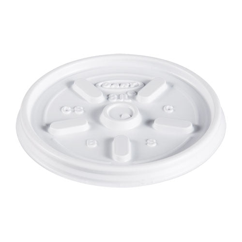Image of Dart® Plastic Lids, Vented, Fits 8 oz to 10 oz Hot/Cold Foam Cups, White, 100/Pack, 10 Packs/Carton