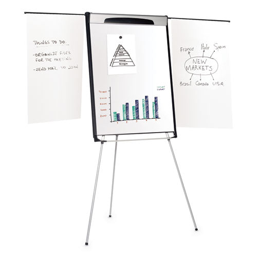 Image of MasterVision® Tripod Extension Bar Magnetic Gold Ultra Dry Erase Easel, 29" x 41", White Surface, Black/Satin Aluminum Frame