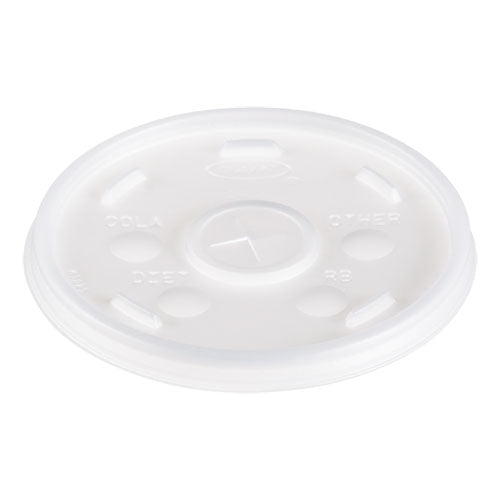 Image of Dart® Plastic Lids, Straw-Slot Lid, Fits 12 oz to 24 oz Hot/Cold Foam Cups, Translucent, 100/Pack, 10 Packs/Carton