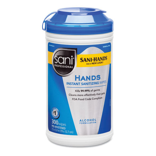 Image of Sani Professional® Hands Instant Sanitizing Wipes, 7.5 x 5, 300/Canister