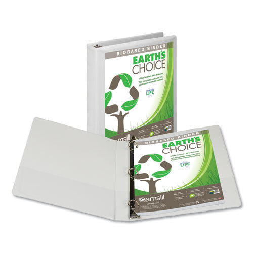 Image of Samsill® Earth's Choice Plant-Based D-Ring View Binder, 3 Rings, 1" Capacity, 11 x 8.5, White
