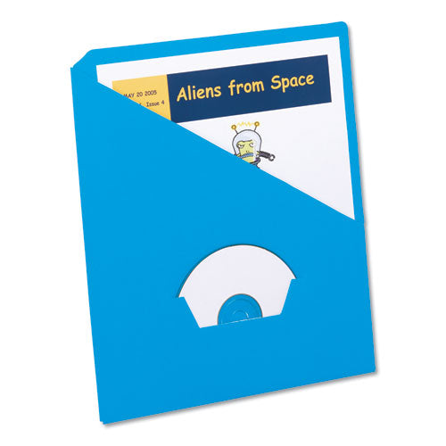 Image of Pendaflex® Slash Pocket Project Folders, 3-Hole Punched, Straight Tab, Letter Size, Blue, 25/pack