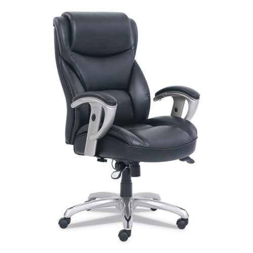 Image of SertaPedic® Emerson Big And Tall Task Chair, Supports Up To 400 Lb, 19.5" To 22.5" Seat Height, Black Seat/back, Silver Base