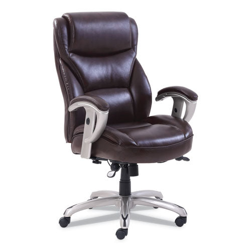 Image of SertaPedic® Emerson Big And Tall Task Chair, Supports Up To 400 Lb, 19.5" To 22.5" Seat Height, Brown Seat/back, Silver Base