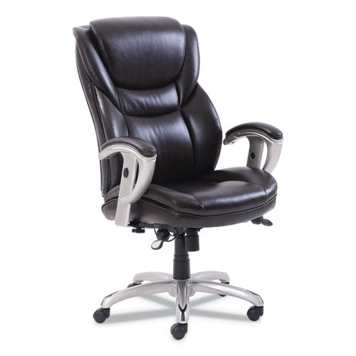 Image of SertaPedic® Emerson Executive Task Chair, Supports Up To 300 Lb, 19" To 22" Seat Height, Brown Seat/back, Silver Base