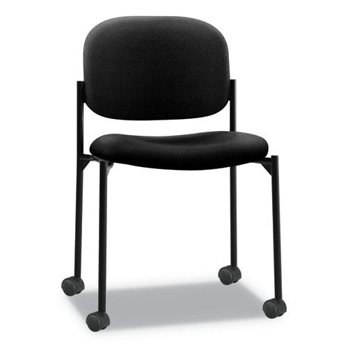 Image of HON® VL606 Stacking Guest Chair without Arms, Fabric Upholstery, 21.25" x 21" x 32.75", Black Seat, Black Back, Black Base