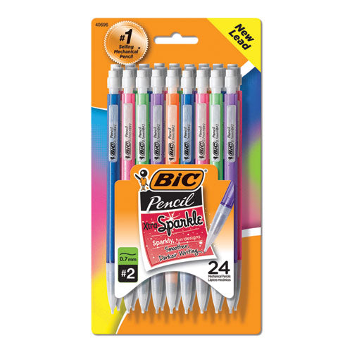 Image of BIC® Xtra-Sparkle Mechanical Pencil Value Pack, 0.7 mm, HB (#2), Black Lead, Assorted Barrel Colors, 24/Pack