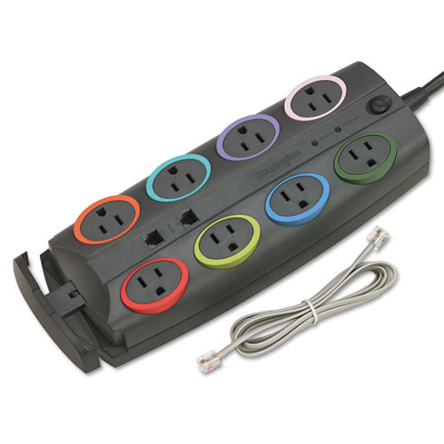 Image of Kensington® SmartSockets Surge Protector, 8 AC Outlets, 8 ft Cord, 3,090 J, Dark Gray