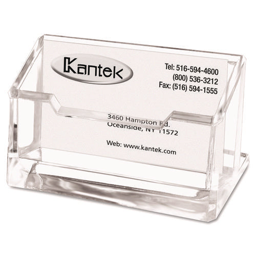 Image of Kantek Acrylic Business Card Holder, Holds 80 Cards, 4.1 x 1.9 x 2.1, Clear