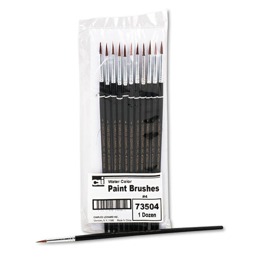 Image of Charles Leonard® Artist Brush, Size 4, Camel Hair, Round Profile, 12/pack