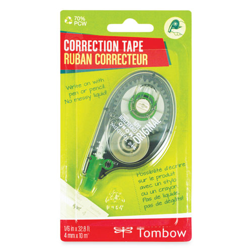 Image of Tombow® MONO Correction Tape, Non-Refillable, Gray/Clear Applicator, 0.17" x 394", White Tape