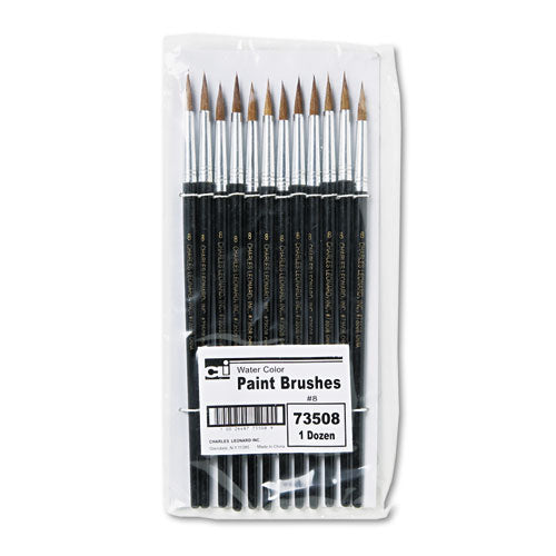 Image of Charles Leonard® Artist Brush, Size 8, Camel Hair, Round Profile, 12/pack