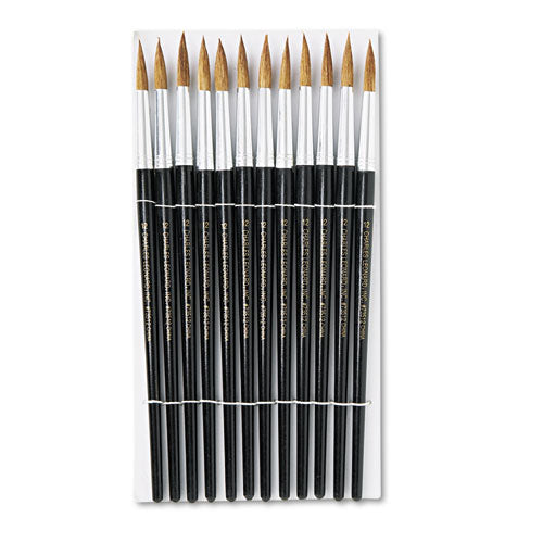 Image of Charles Leonard® Artist Brush, Size 12, Camel Hair, Round Profile, 12/pack