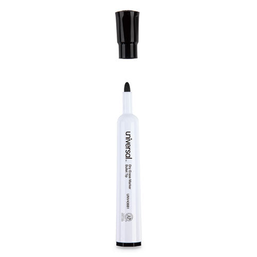 Image of Universal Dry Erase Marker, Medium Bullet Tip, Black, Dozen