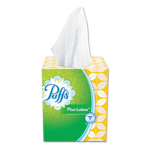 Image of Puffs® Plus Lotion Facial Tissue, 2-Ply, White, 56 Sheets/Box, 24 Boxes/Carton