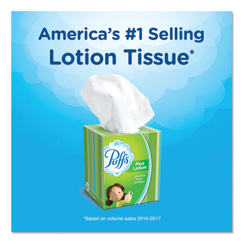 Image of Puffs® Plus Lotion Facial Tissue, 2-Ply, White, 56 Sheets/Box, 24 Boxes/Carton