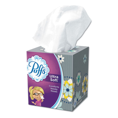 Image of Puffs® Ultra Soft Facial Tissue, 2-Ply, White, 56 Sheets/box, 4 Boxes/pack, 6 Packs/carton