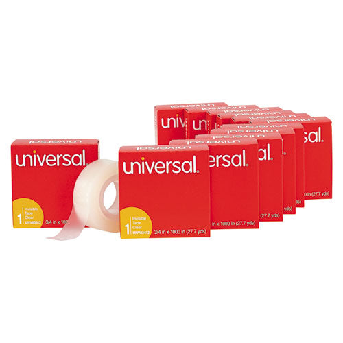 Image of Universal® Invisible Tape, 1" Core, 0.75" X 83.33 Ft, Clear, 12/pack