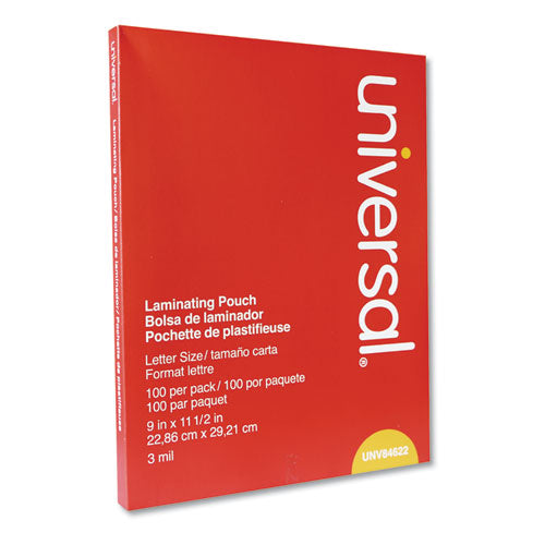 Image of Universal® Laminating Pouches, 3 Mil, 9" X 11.5", Gloss Clear, 100/box