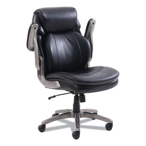 Image of SertaPedic® Cosset Mid-Back Executive Chair, Supports Up To 275 Lb, 18.5" To 21.5" Seat Height, Black Seat/back, Slate Base