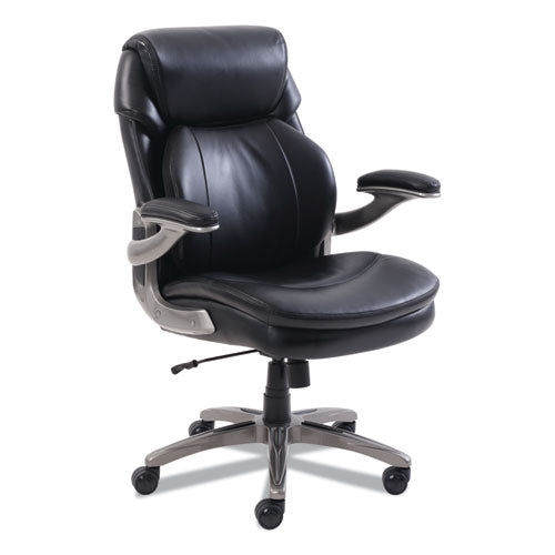Image of SertaPedic® Cosset Mid-Back Executive Chair, Supports Up To 275 Lb, 18.5" To 21.5" Seat Height, Black Seat/back, Slate Base