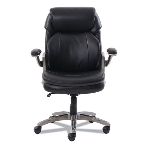 Image of SertaPedic® Cosset Mid-Back Executive Chair, Supports Up To 275 Lb, 18.5" To 21.5" Seat Height, Black Seat/back, Slate Base