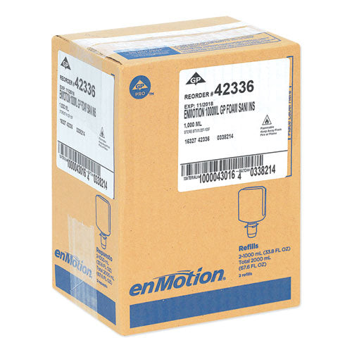 Image of Georgia Pacific® Professional Gp Enmotion High-Frequency-Use Foam Sanitizer Dispenser Refill, Fragrance-Free, 1,000 Ml, Fragrance-Free, 2/carton