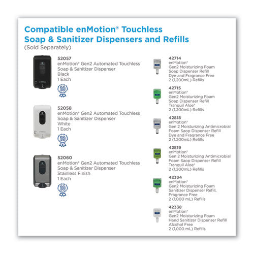Image of Georgia Pacific® Professional Gp Enmotion High-Frequency-Use Foam Sanitizer Dispenser Refill, Fragrance-Free, 1,000 Ml, Fragrance-Free, 2/carton