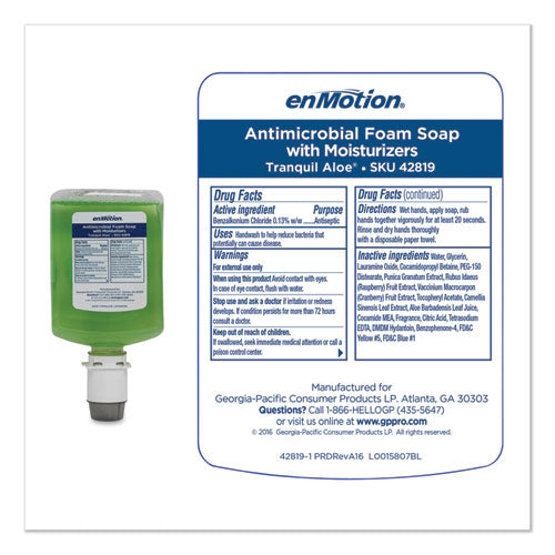 Image of Georgia Pacific® Professional GP enMotion Automated Touchless Antimicrobial Foam Soap Refill, Tranquil Aloe, 1,200 mL Bottle, 2/Carton