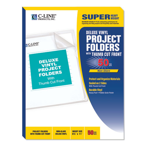 Image of C-Line® Deluxe Vinyl Project Folders, Letter Size, Clear, 50/box