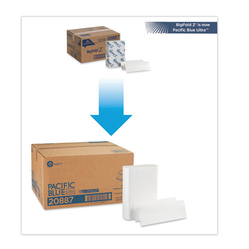 Image of Georgia Pacific® Professional Pacific Blue Ultra Folded Paper Towels, 1-Ply, 10.2 x 10.8, White, 220/Pack, 10 Packs/Carton