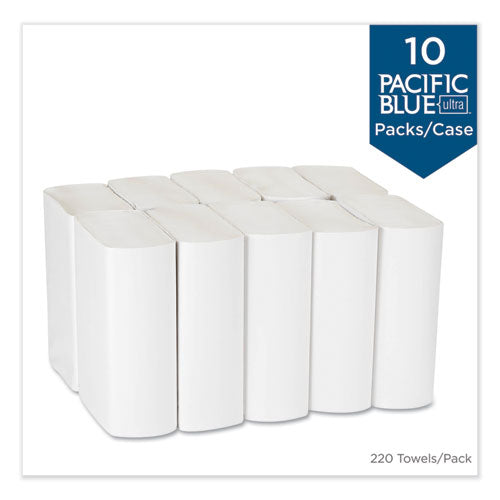 Image of Georgia Pacific® Professional Pacific Blue Ultra Folded Paper Towels, 1-Ply, 10.2 x 10.8, White, 220/Pack, 10 Packs/Carton