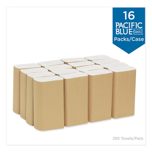 Image of Georgia Pacific® Professional Pacific Blue Basic Folded Paper Towel, 1-Ply, 9.2 x 9.4, White, 250/Pack, 16 Packs/Carton