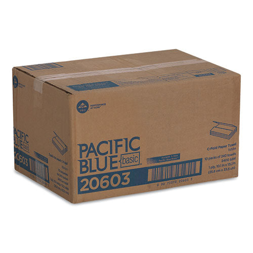 Image of Georgia Pacific® Professional Pacific Blue Basic C-Fold Paper Towels, 1-Ply, 10.1 x 13.2, White, 240/Pack, 10 Packs/Carton