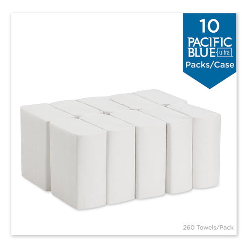 Image of Georgia Pacific® Professional Pacific Blue Ultra Z-Fold Folded Paper Towels, 1-Ply, 8 x 11, White, 260/Pack, 10 Packs/Carton