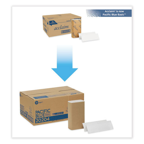 Image of Georgia Pacific® Professional Pacific Blue Basic Folded Paper Towel, 1-Ply, 9.2 x 9.4, White, 250/Pack, 16 Packs/Carton