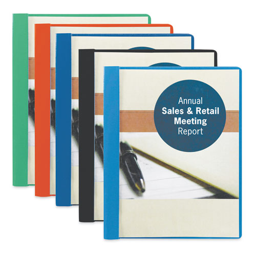 Image of Smead Poly Report Cover, Double-Prong Fastener, 0.5" Capacity, 8.5 X 11, Clear/black, 25/box