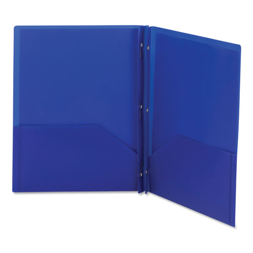 Image of Smead Poly Two-Pocket Folder With Fasteners, 180-Sheet Capacity, 11 X 8.5, Blue, 25/box