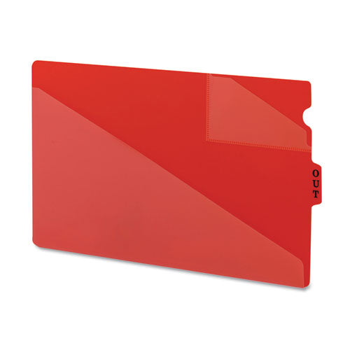 Image of Smead End Tab Poly Out Guides, Two-Pocket Style, 1/3-Cut End Tab, Out, 8.5 X 14, Red, 50/box
