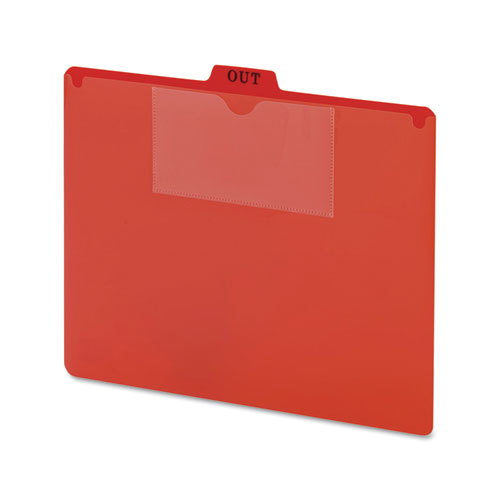 Image of Smead Poly Out Guide, Two-Pocket Style, 1/5-Cut Top Tab, Out, 8.5 X 11, Red, 50/box