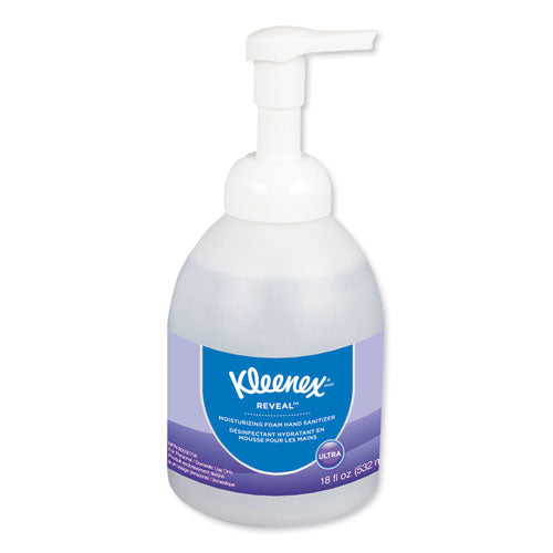 Image of Kleenex® Reveal Ultra Moisturizing Foam Hand Sanitizer, 18 Oz Bottle, Fragrance-Free, 4/carton