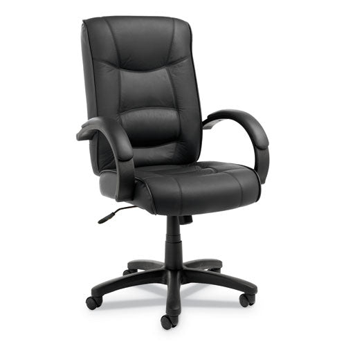 Image of Alera® Alera Strada Series High-Back Swivel/tilt Top-Grain Leather Chair, Supports Up To 275 Lb, 17.91" To 21.85" Seat Height, Black