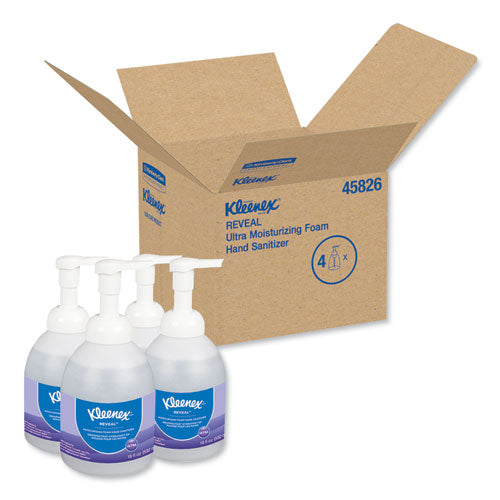 Image of Kleenex® Reveal Ultra Moisturizing Foam Hand Sanitizer, 18 Oz Bottle, Fragrance-Free, 4/carton