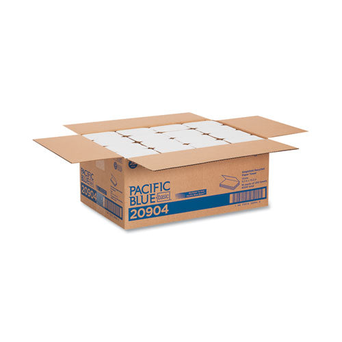 Image of Georgia Pacific® Professional Pacific Blue Basic S-Fold Paper Towels, 1-Ply, 10.25 x 9.25, White, 250/Pack, 16 Packs/Carton