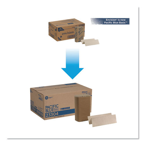 Image of Georgia Pacific® Professional Pacific Blue Basic M-Fold Paper Towels, 1-Ply, 9.2 x 9.4, Brown, 250/Pack, 16 Packs/Carton