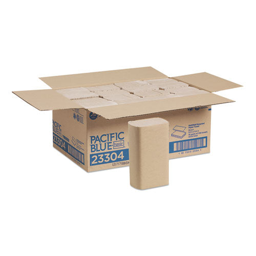 Image of Georgia Pacific® Professional Pacific Blue Basic M-Fold Paper Towels, 1-Ply, 9.2 x 9.4, Brown, 250/Pack, 16 Packs/Carton