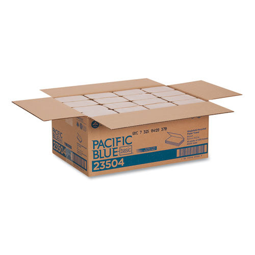 Image of Georgia Pacific® Professional Pacific Blue Basic S-Fold Paper Towels, 1-Ply, 10.25 x 9.25, Brown, 250/Pack, 16 Packs/Carton